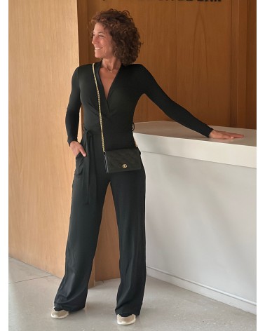 Jumpsuit Basic Travelstof Zwart