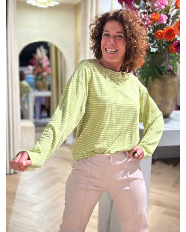 Top Stripe Groen Creme
