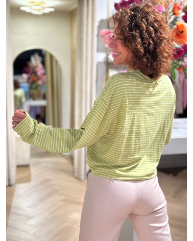 Top Stripe Groen Creme