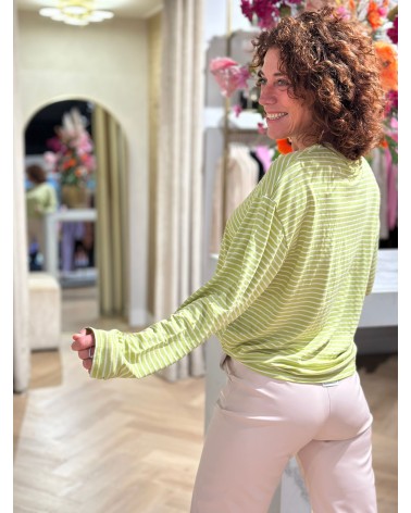Top Stripe Groen Creme