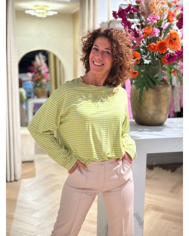 Top Stripe Groen Creme