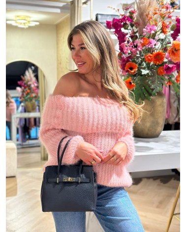 Off shoulder trui fluffy zachtaanvoelend one size