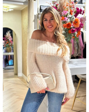 Trui off shoulder One size fluffy damesmode