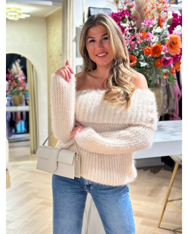 Trui off shoulder One size fluffy damesmode