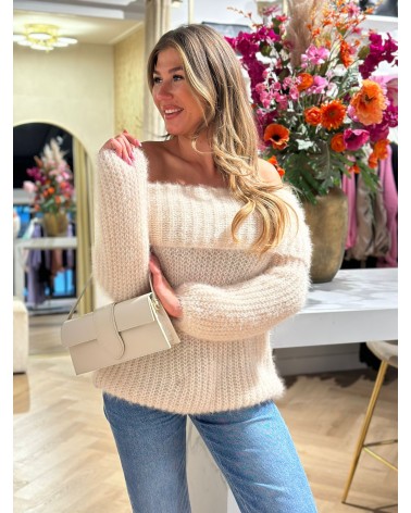 Trui off shoulder One size fluffy damesmode