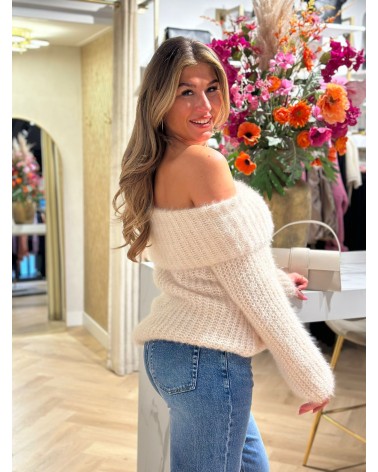 Trui off shoulder One size fluffy damesmode