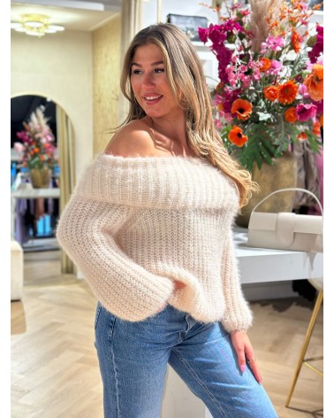 Trui off shoulder One size fluffy damesmode