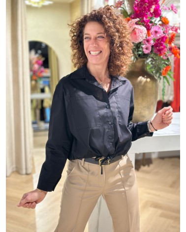 Cropped Blouse Zwart