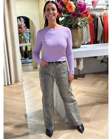 Broek Leopard Print Wide Leg