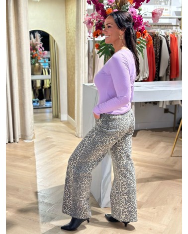 Broek Leopard Print Wide Leg