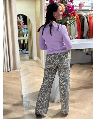 Broek Leopard Print Wide Leg