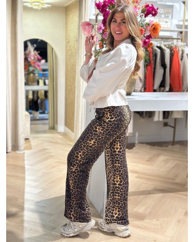 Damesbroek Bonny Leopard print straight leg