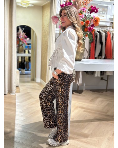 Damesbroek Bonny Leopard print straight leg