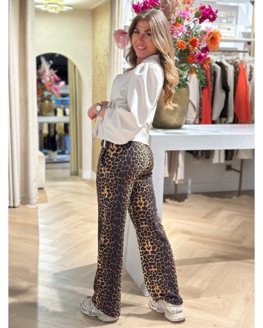 Damesbroek Bonny Leopard print straight leg