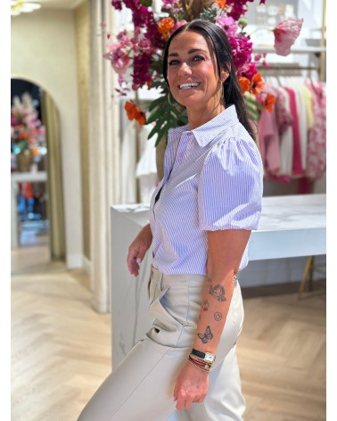 Ambika Blouse Strepen Strass steentjes powmouwen