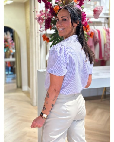 Ambika Blouse Strepen Strass steentjes powmouwen