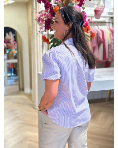 Ambika Blouse Strepen Strass steentjes powmouwen