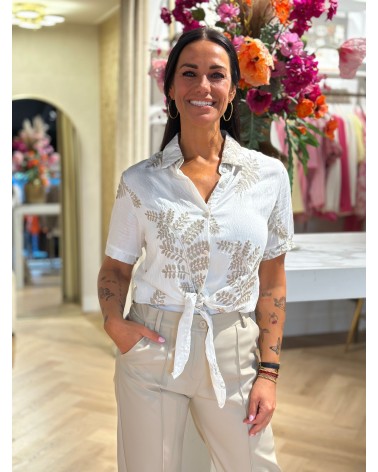 Blouse Leaves Wit Taupe