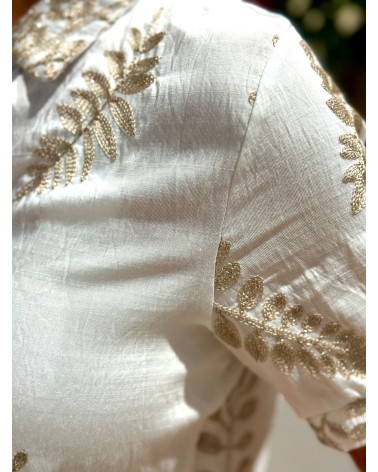 Blouse Leaves Wit Taupe