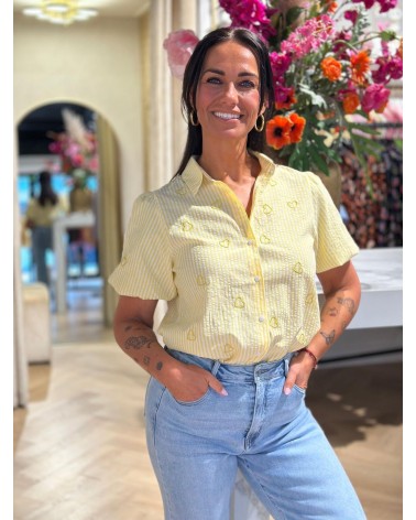 Blouse Hart Geel Korte Mouw