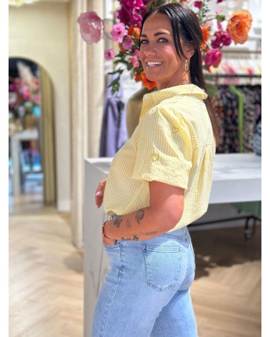 Blouse Hart Geel Korte Mouw