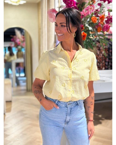 Blouse Hart Geel Korte Mouw