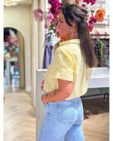Blouse Hart Geel Korte Mouw