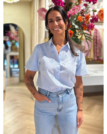 Blouse Zomers Geborduurd Hart