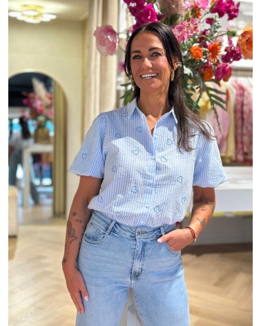 Blouse Zomers Geborduurd Hart