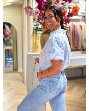 Blouse Zomers Geborduurd Hart