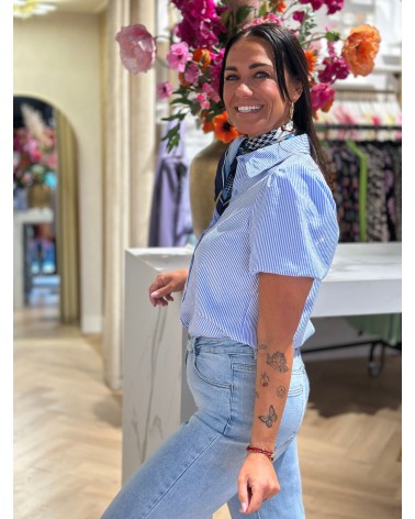 Ambika Blouse Strepen Strass steentjes powmouwen