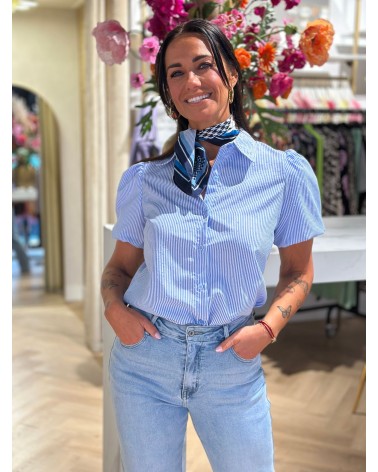 Ambika Blouse Strepen Strass steentjes powmouwen