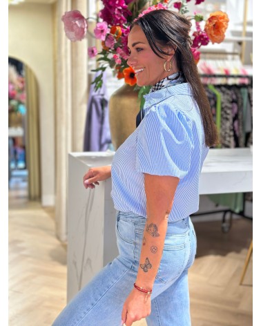 Ambika Blouse Strepen Strass steentjes powmouwen