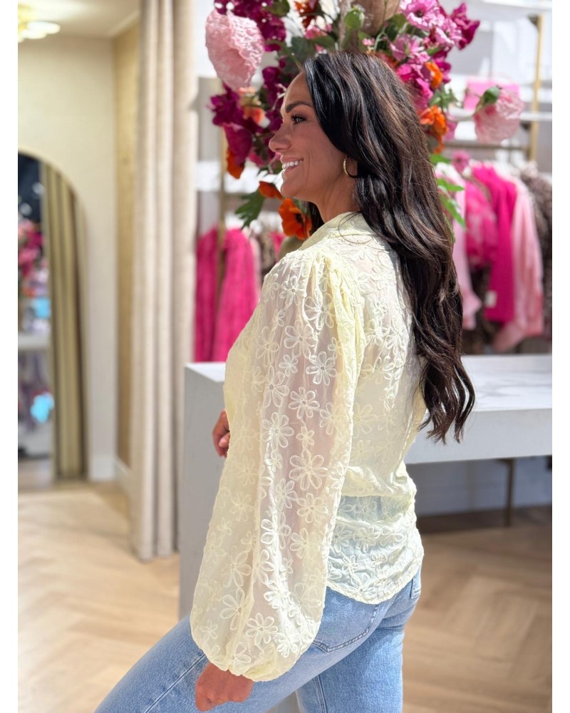 Blouse Bloem Geel zomerblouse