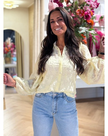 Blouse Bloem Geel zomerblouse