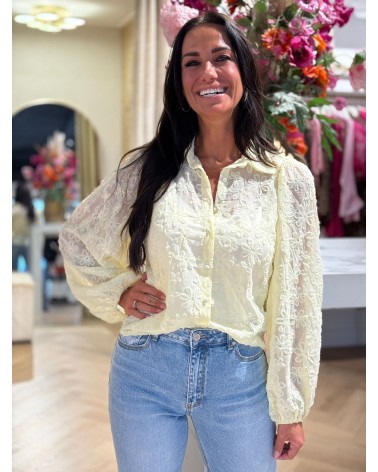 Blouse Bloem Geel zomerblouse