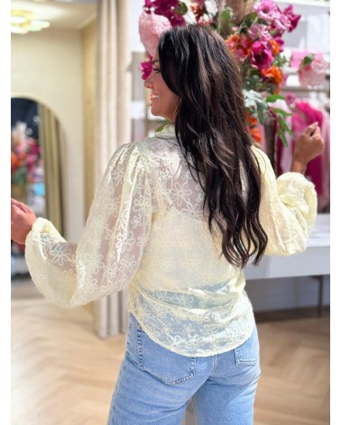 Blouse Bloem Geel zomerblouse