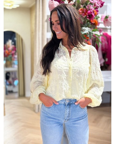 Blouse Bloem Geel zomerblouse