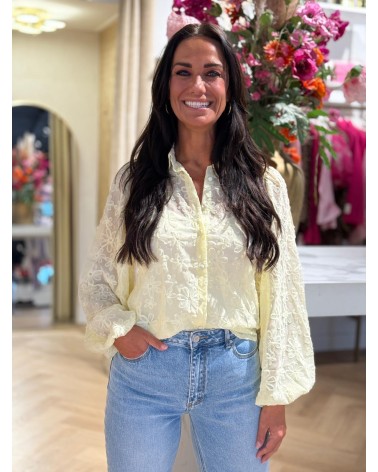 Blouse Bloem Geel zomerblouse