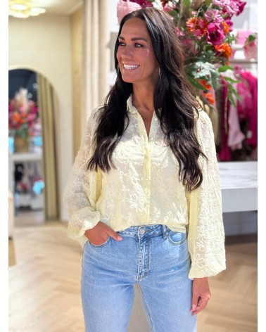 Blouse Bloem Geel zomerblouse