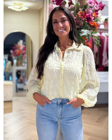 Blouse Bloem Geel zomerblouse