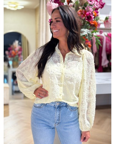 Blouse Bloem Geel zomerblouse