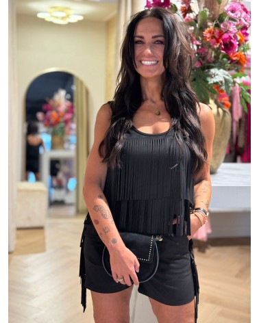 Top Franje Zwart