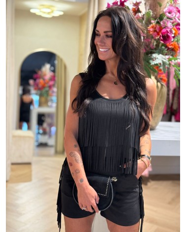 Top Franje Zwart