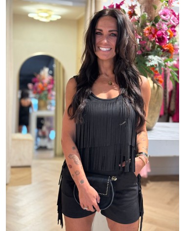 Top Franje Zwart