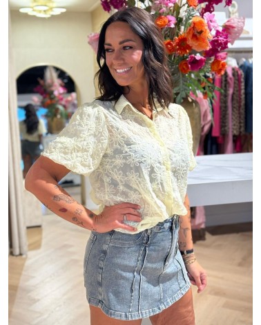Blouse Bloom Kort Mouw Geel