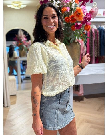 Blouse Bloom Kort Mouw Geel