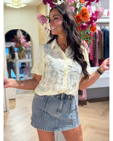 Blouse Bloom Kort Mouw Geel
