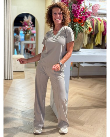 Broek Jill Travelstof Taupe