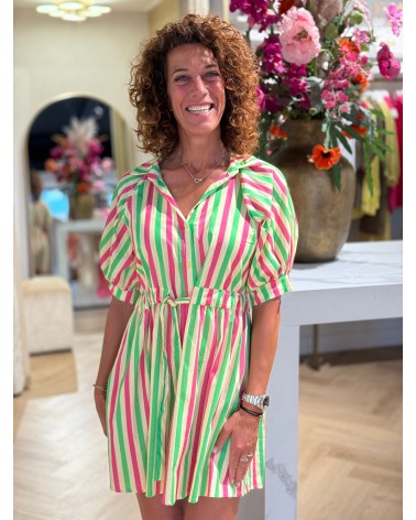 Jurk Sancy Groen Roze